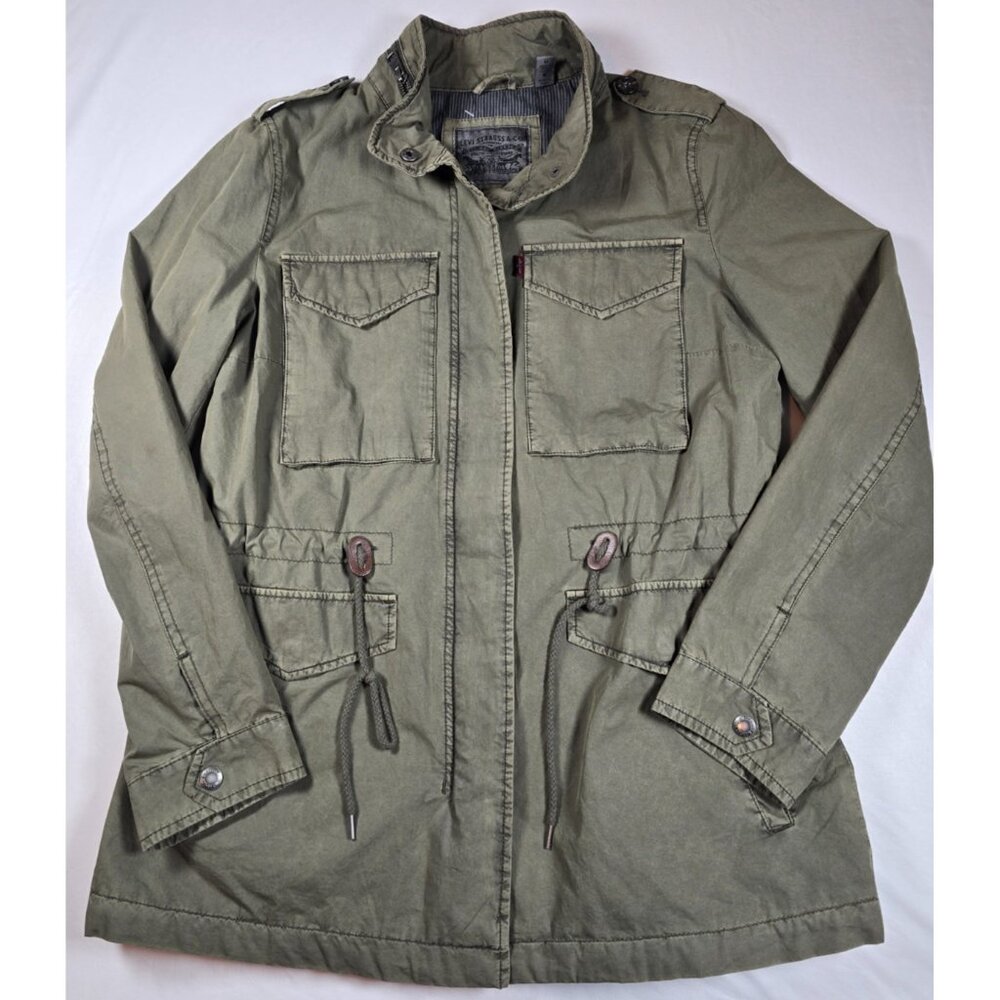 Levi’s Women’s Field Jacket Size M Olive Green Utility Military Style Multi‑Pkts